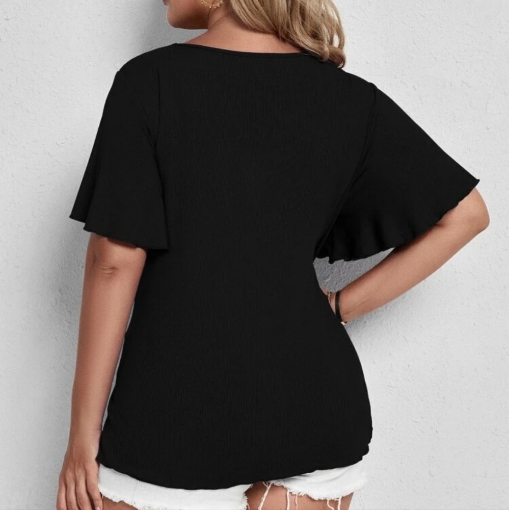 SHEIN Women's Criss-cross Tailored Waistline Tee - Picture 3 of 10